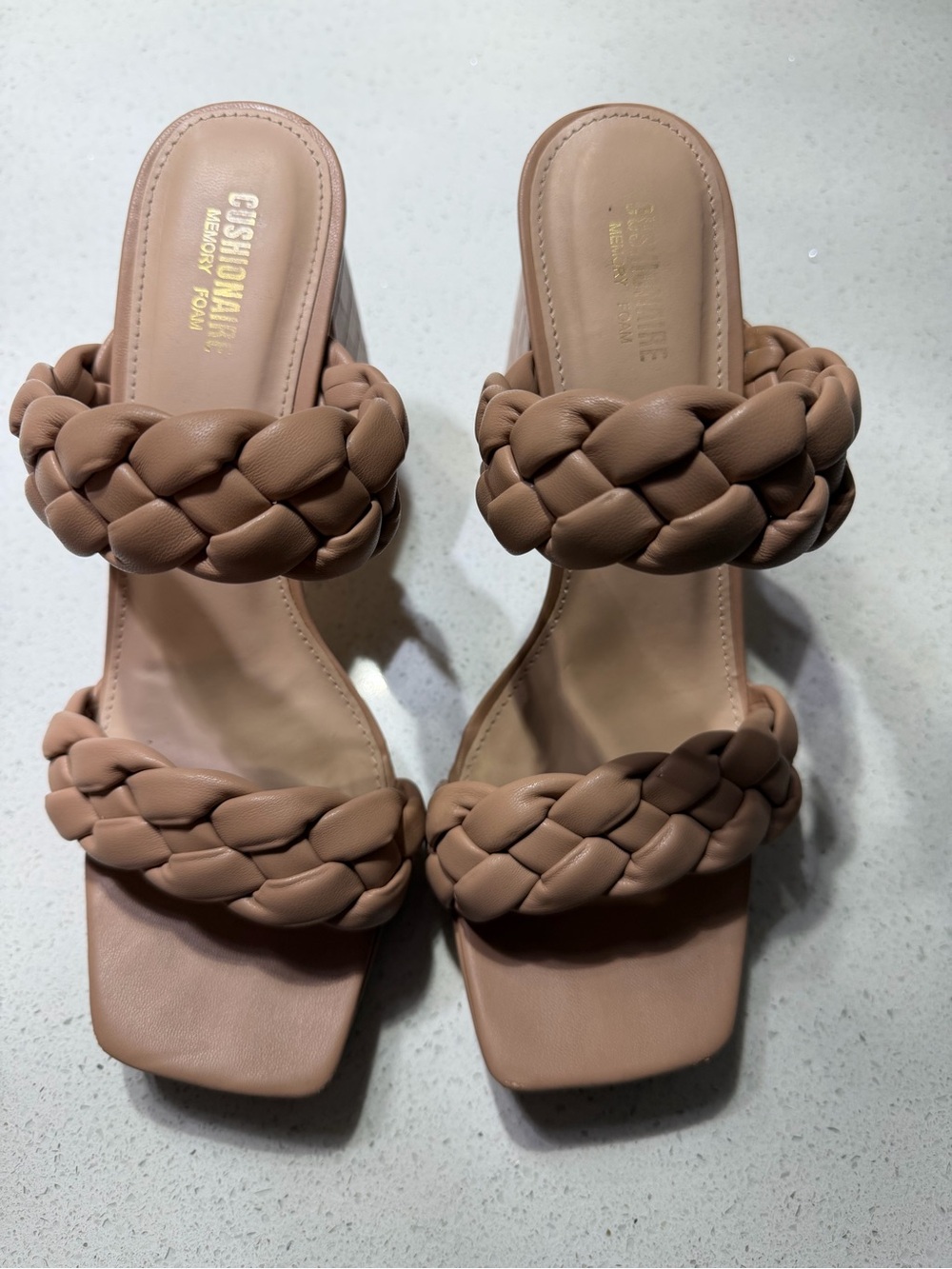 Cushionaire Braided Double-Strap Slide heels - Blush